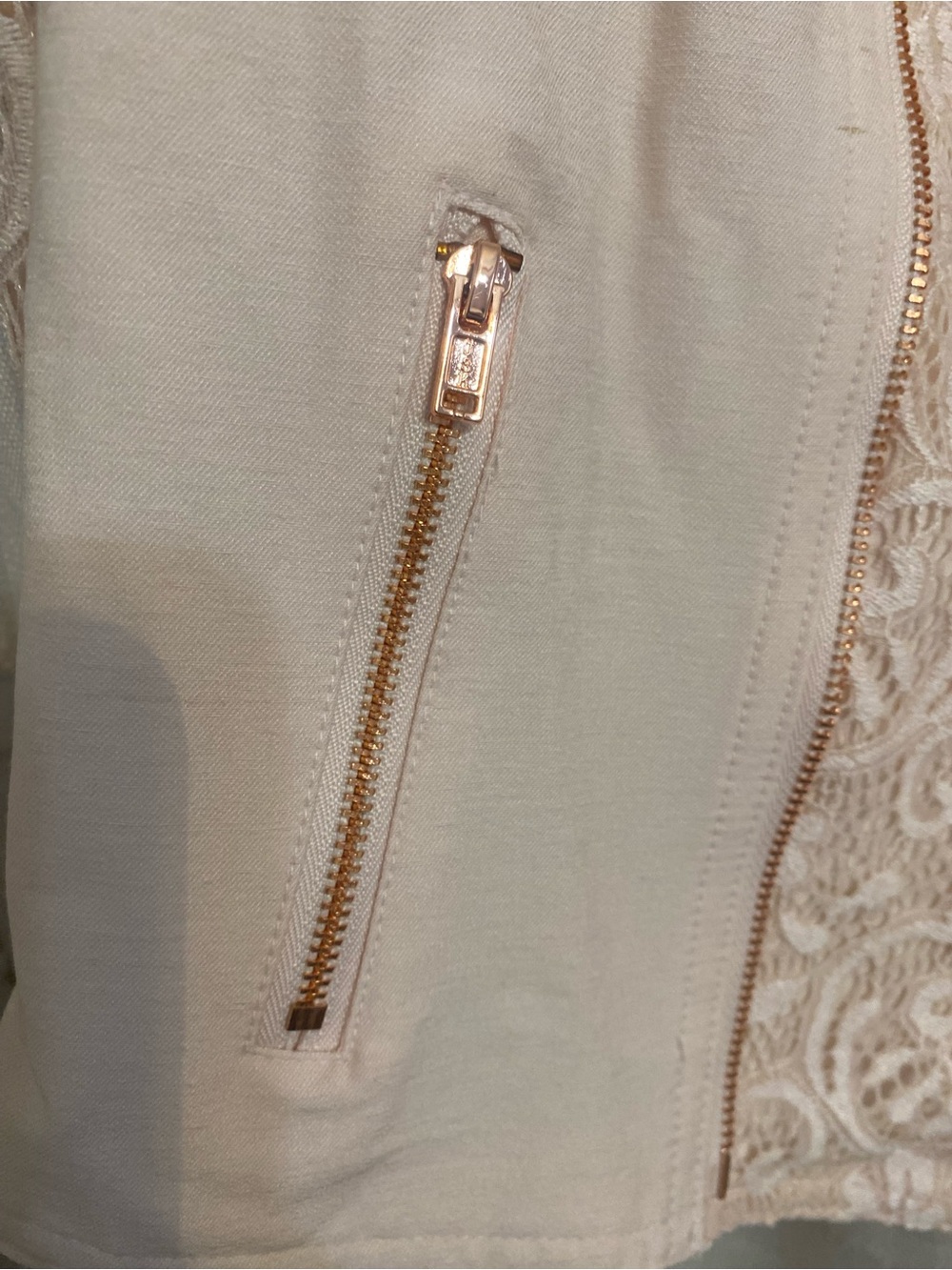 Candie's Pink Lace Moto Jacket Women's XL NWT Asymmetrical Rose Gold Zip - Picture 7 of 13